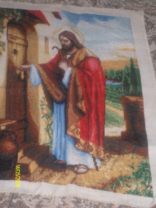 Cross-stitch JESUS KNOCKING AT THE DOOR