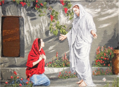 Cross-stitch Jesus and Mary