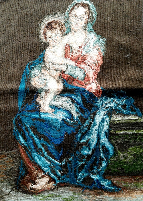 Cross-stitch Wiehler handmade gobelin “Madonna with child” 