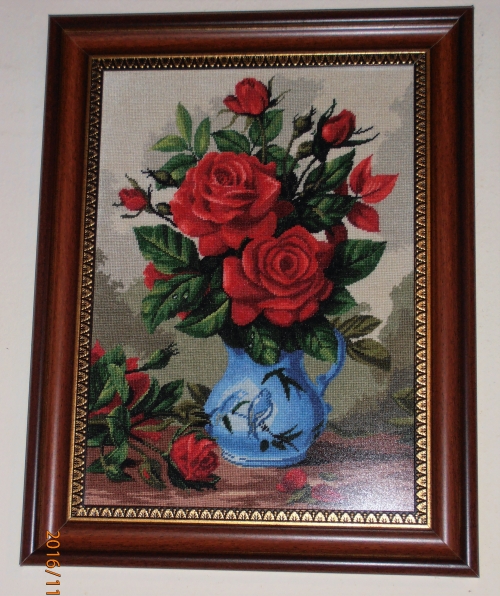 Roses in a blue vase