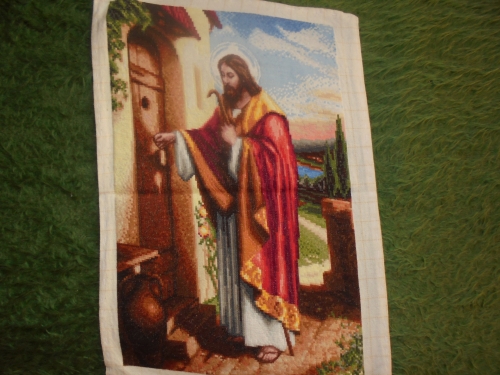 Cross-stitch исус чука на вратата
